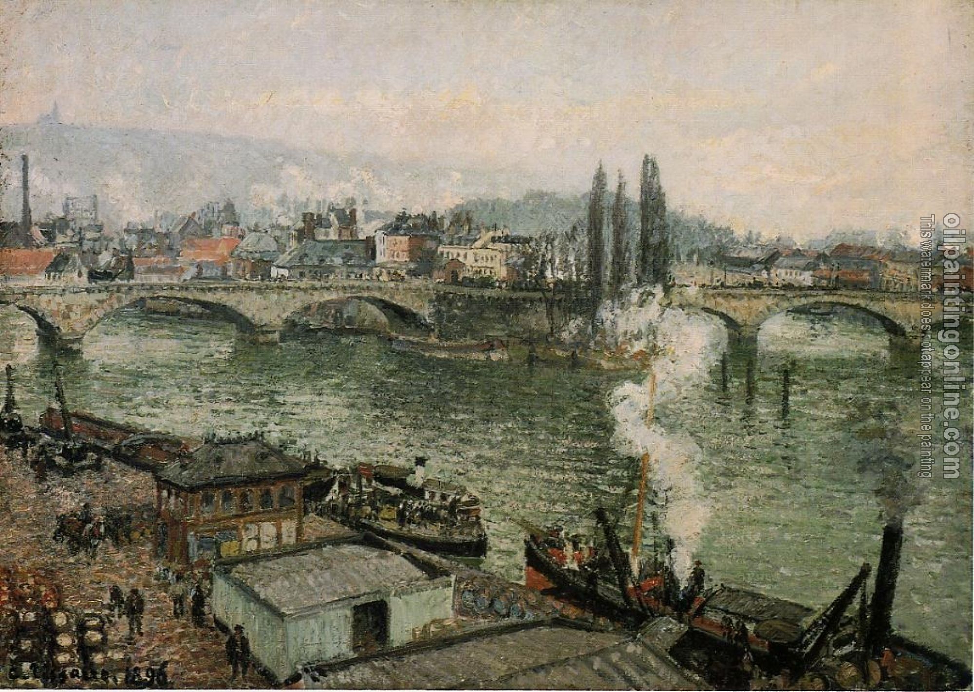 Pissarro, Camille - The Corneille Bridge, Rouen, Grey Weather